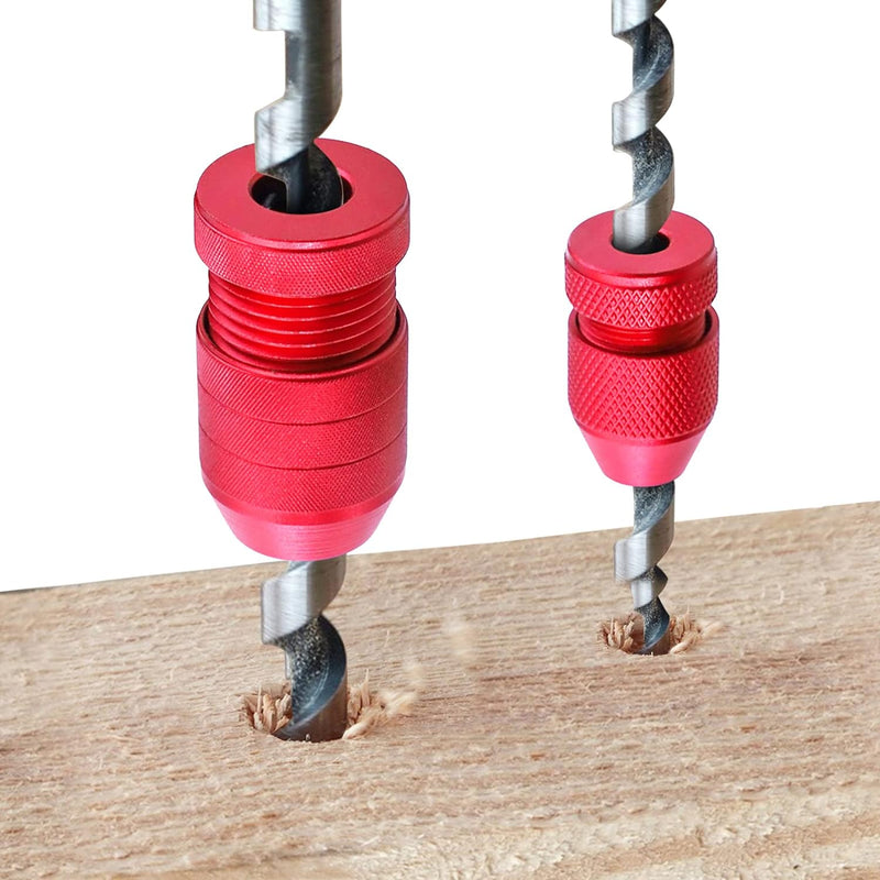 🔥🛠️Professional Drill Depth Stop Kit (2Pcs) - 💪Heavy-Duty Aluminum Alloy | Perfect Depth Control Every Time | Woodworking Essential